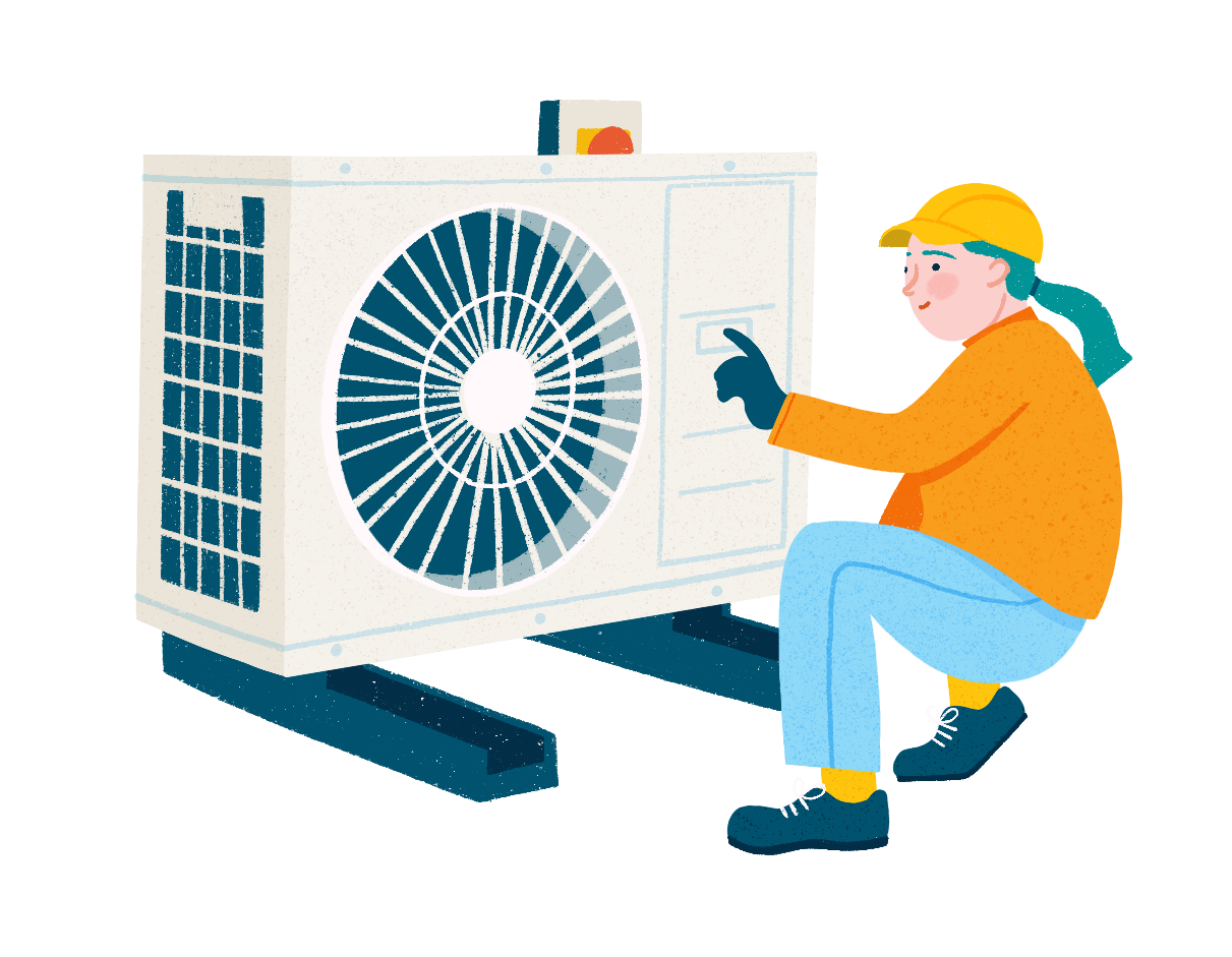 Installing heat pump Illustration Installing heat pump Illustration